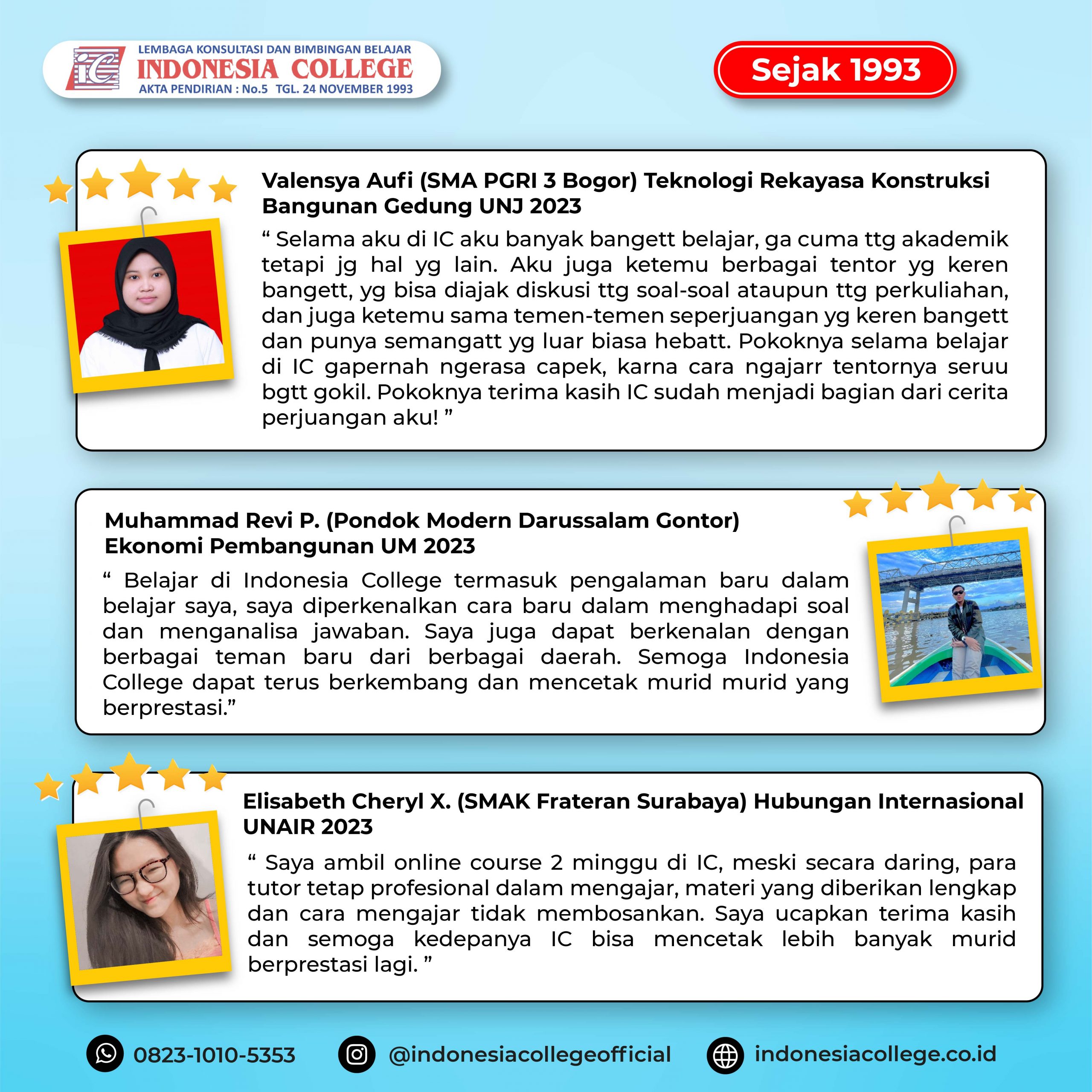 Testimoni Siswa Indonesia College - Lulus PTN 2023