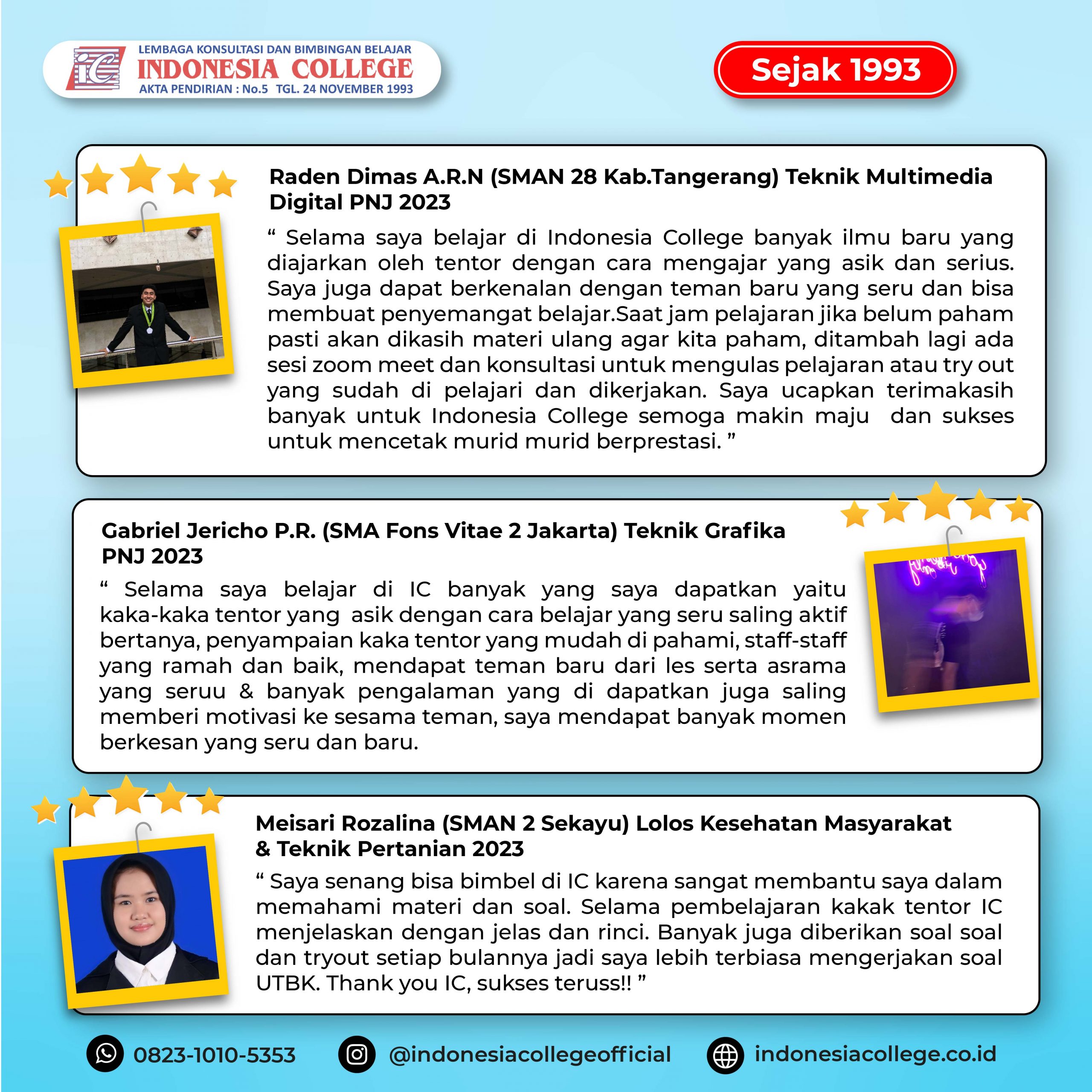 Testimoni Siswa Indonesia College - Lulus PTN 2023