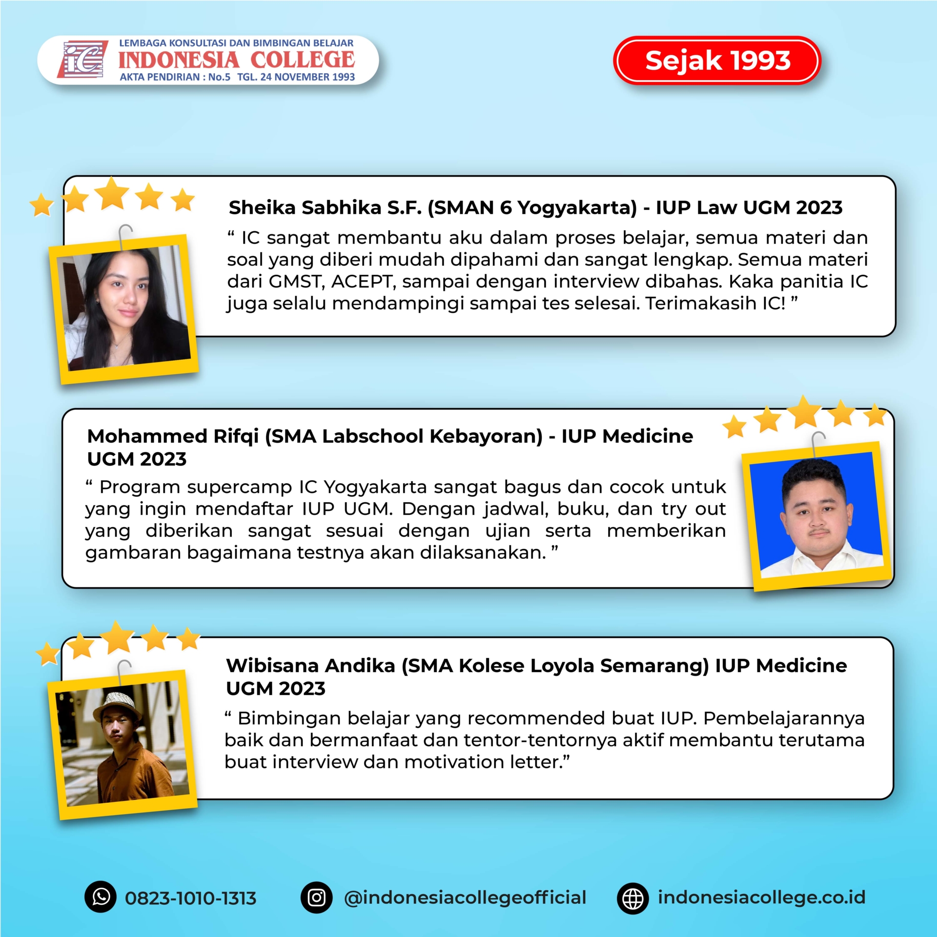 Testimoni Siswa IUP UGM 2023 - Indonesia College