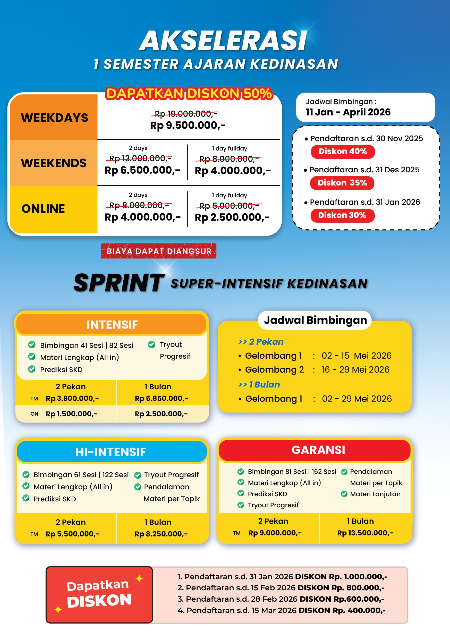 Brosur Bimbel Kedinasan 2026 - Akselerasi & Sprint