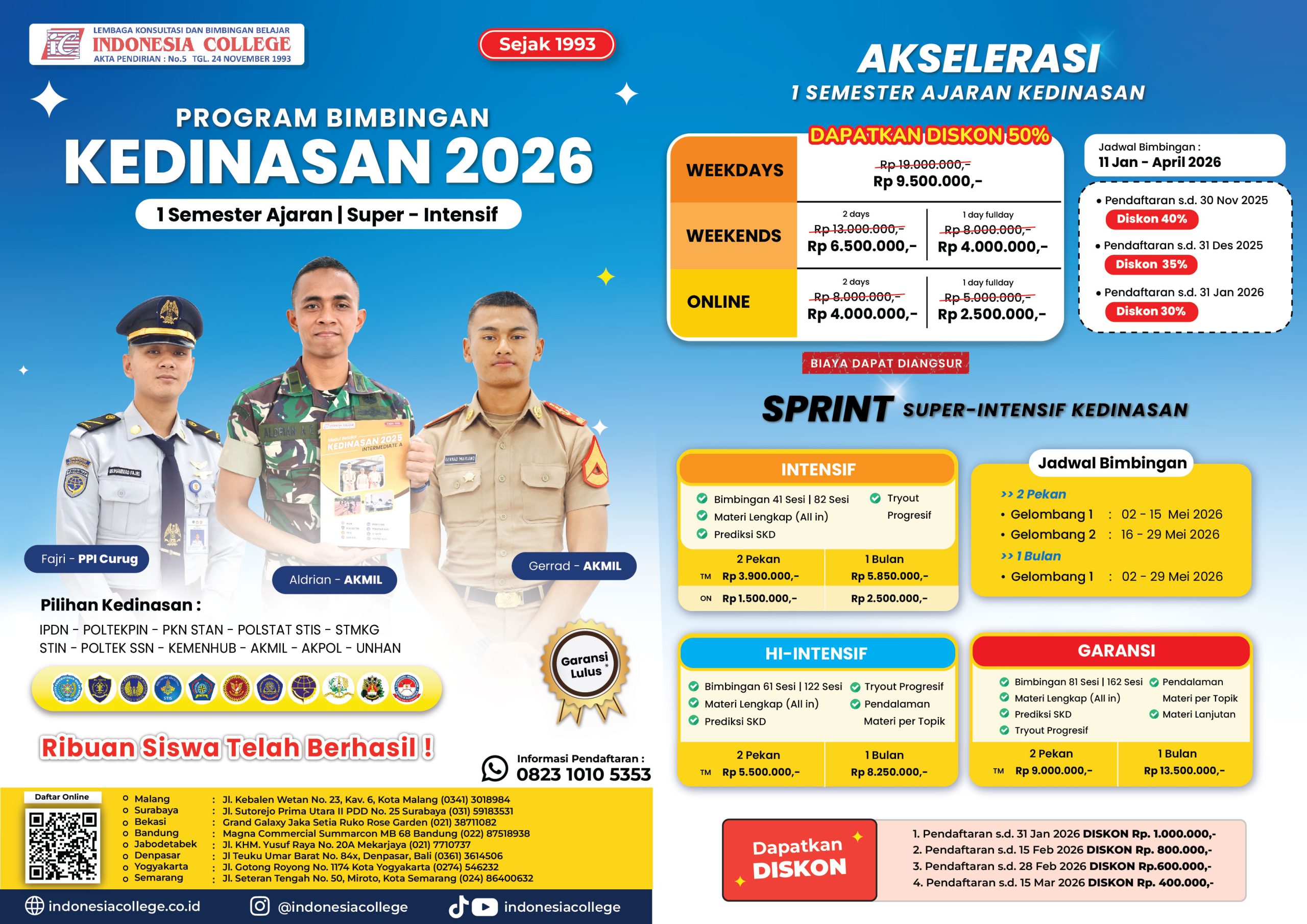 Brosur Bimbel Kedinasan 2026 - Akselerasi & Sprint