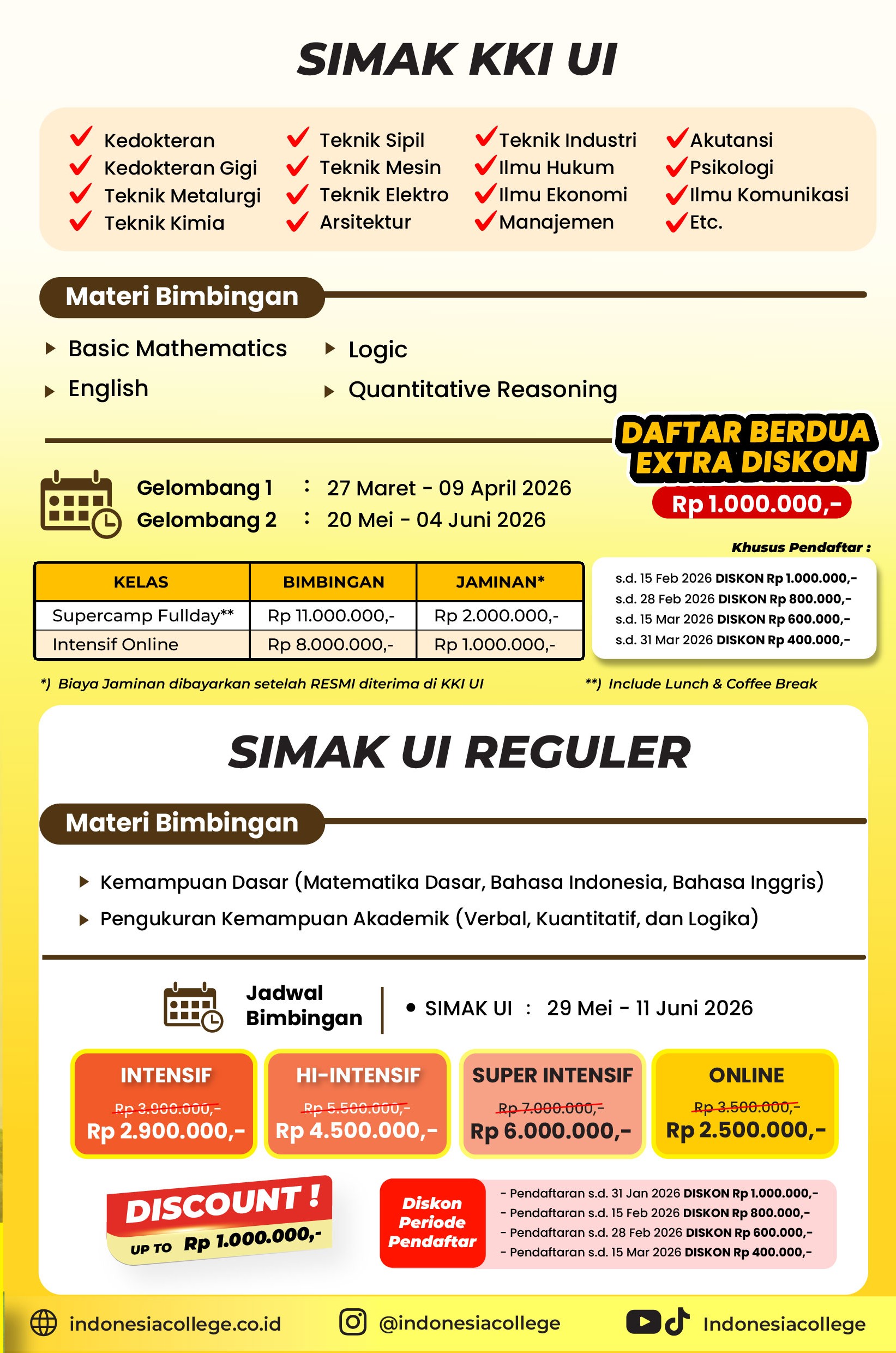 Bimbel SIMAK UI 2026 - Reguler & Kelas Internasional UI 
